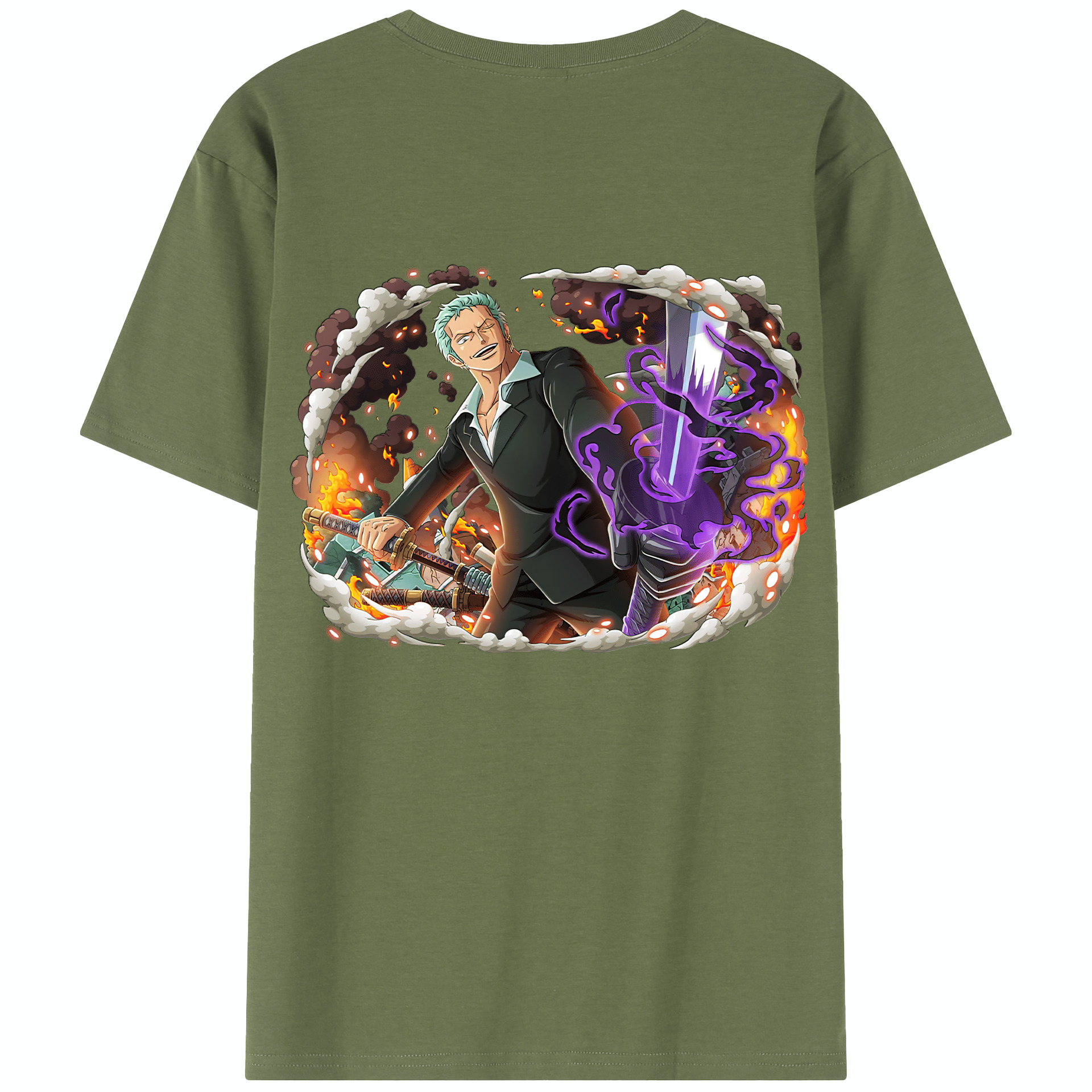 ワンピース ロロノア・ゾロ ONE PIECE Roronoa Zoro 綿100％半袖Tシャツ（背面プリント）